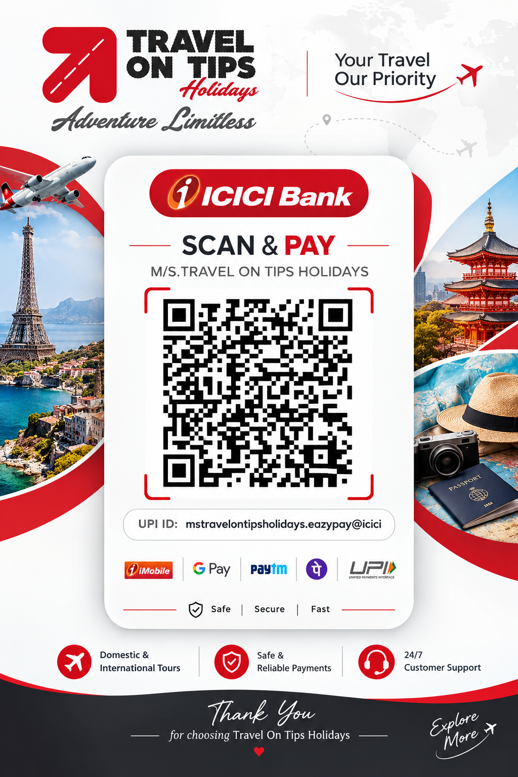 Travel On Tips Holidays – ICICI Bank Scan and Pay QR